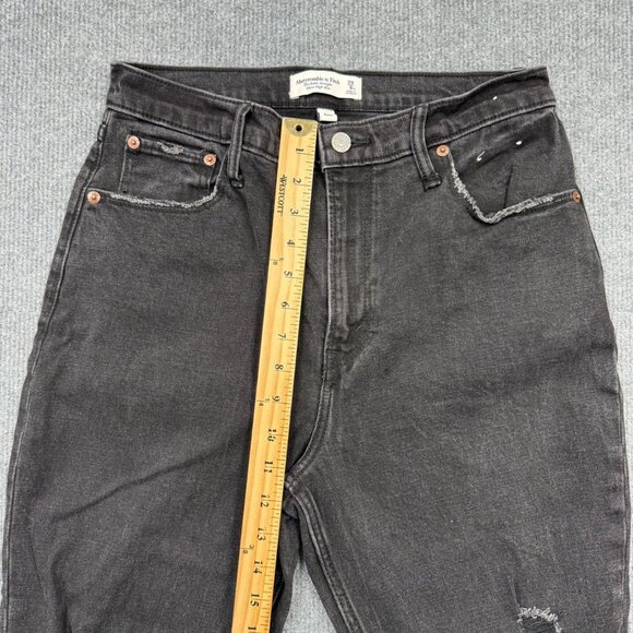 Abercrombie Fitch Curve Love Ultra High Rise Black Jean Goth Grunge 29 8 X Short - Picture 12 of 14